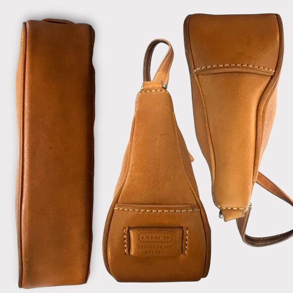 VTG Coach Purse Tan Leather Hampton Demi Baguette 7785 Wristlet Clutch Y2K Mini - Picture 5 of 10